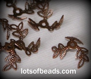 Three leaf copper leaf bead cap 